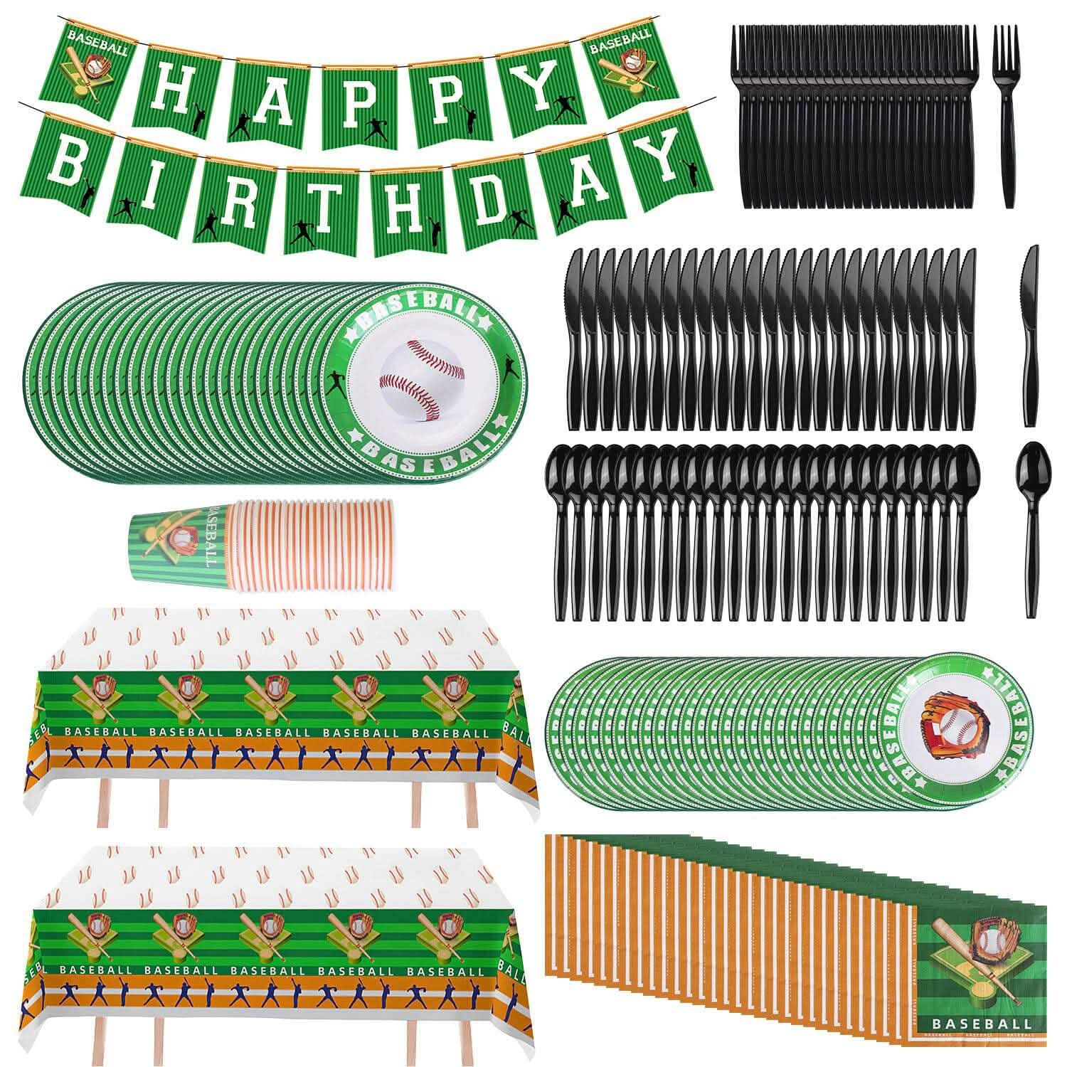 171-Pieces: Baseball Birthday Party Disposable Dinnerware Set DailySale