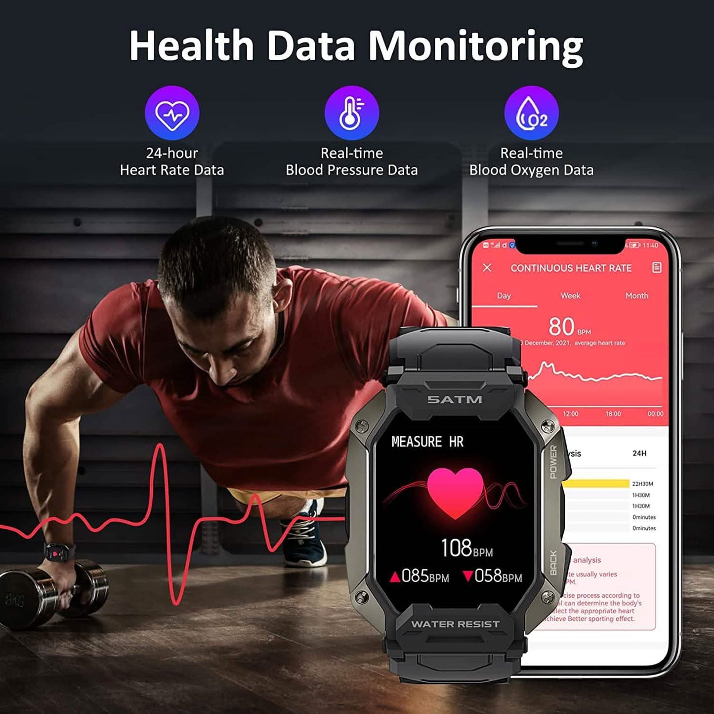 1.71" Tactical Military Sports Smart Watch DailySale