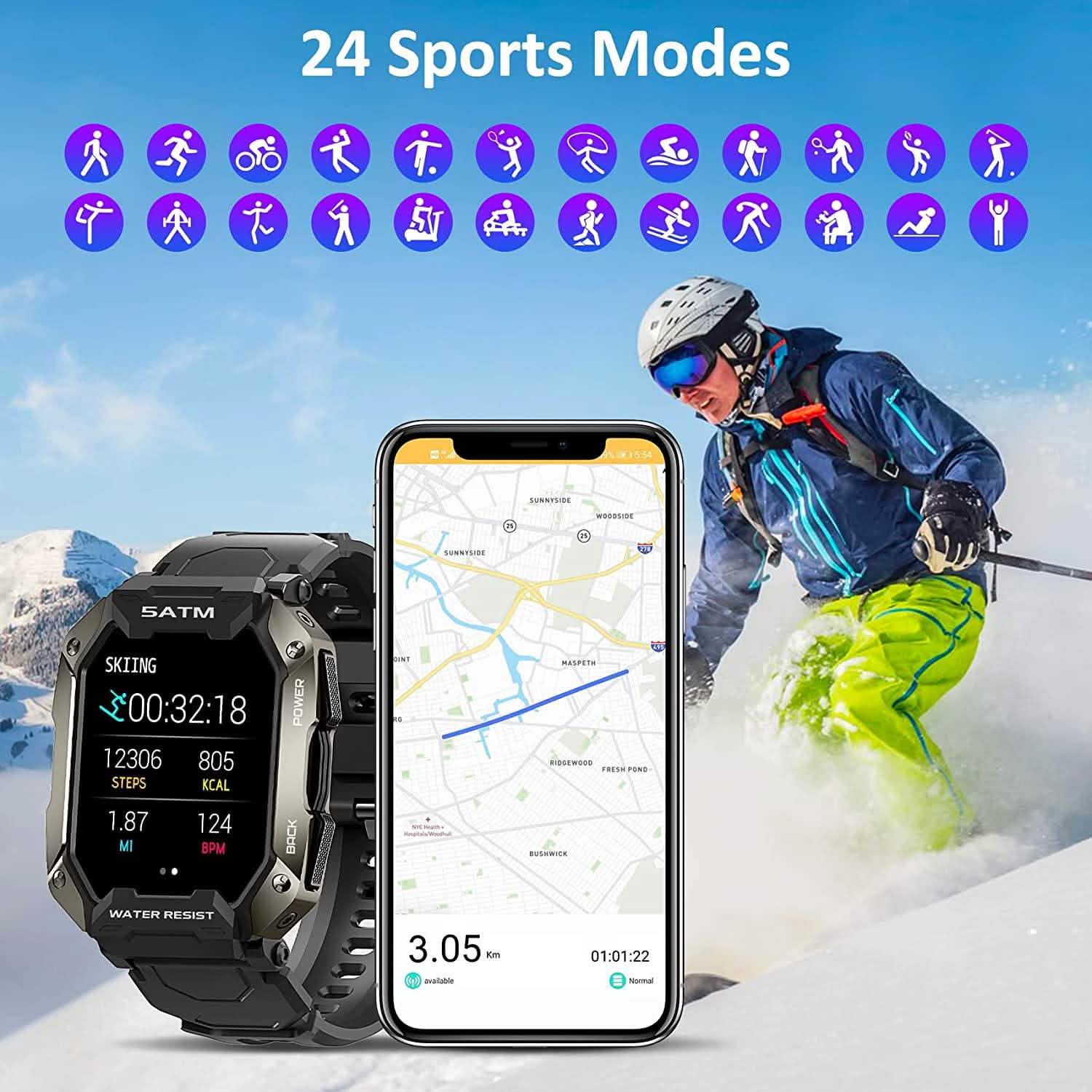 1.71" Tactical Military Sports Smart Watch DailySale