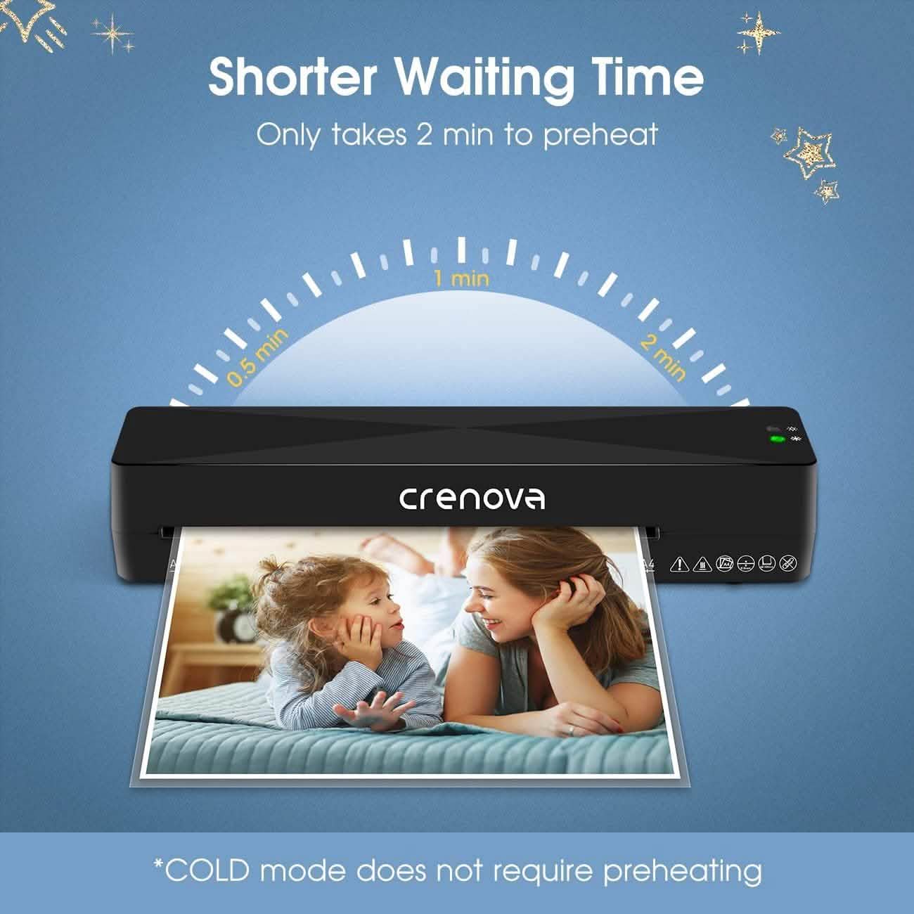 Crenova A4 Laminator – Hot & Cold Modes, Compact Design DailySale