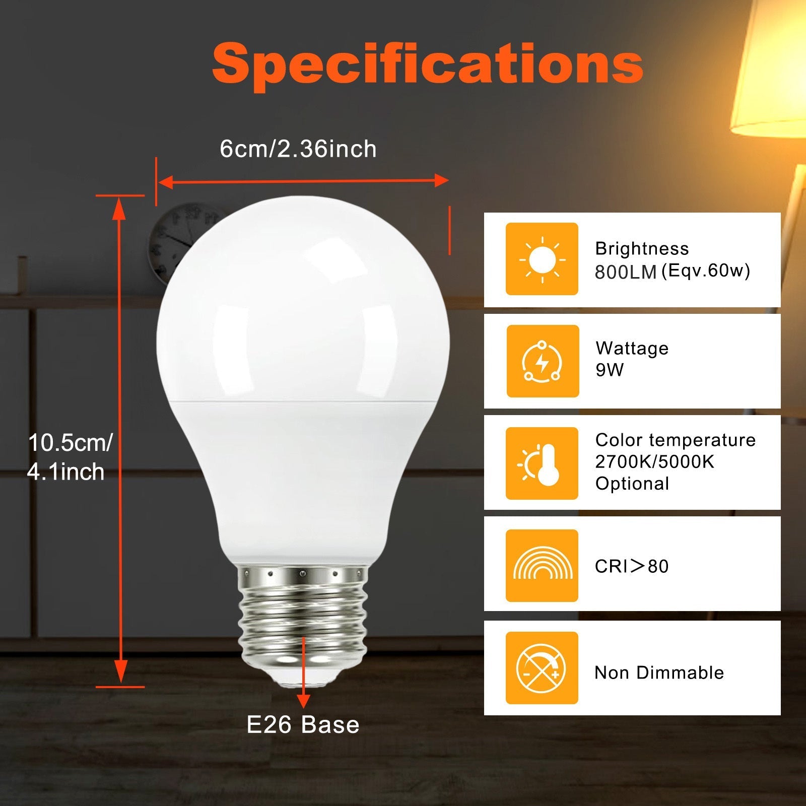 4-Pack A19 LED Light Bulbs, 60W Equivalent, Daylight, E26 Base, Non-Dimmable DailySale
