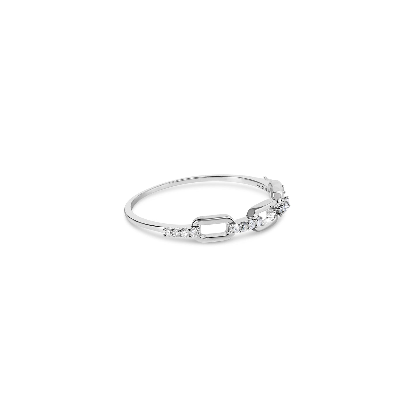 .925 Sterling Silver Diamond Accent Paperclip Band Ring (I-J Color, I2-I3 Clarity) - Ring Size 6 Bids.com