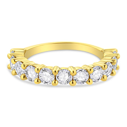 14K Yellow Gold Plated .925 Sterling Silver 2.00 Cttw Shared Prong Set Round-Diamond 11 Stone Band Ring (J-K Color, I1-I2 Clarity) - Size 7 Bids.com