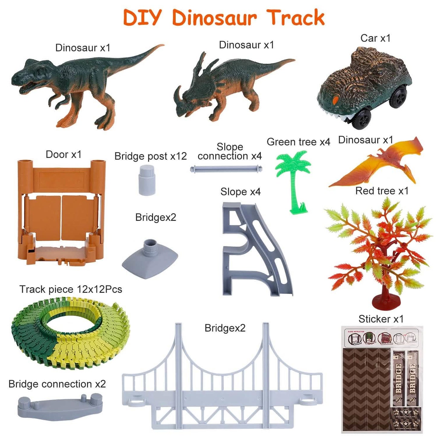 175-Piece: Dinosaur Race Track Set DailySale