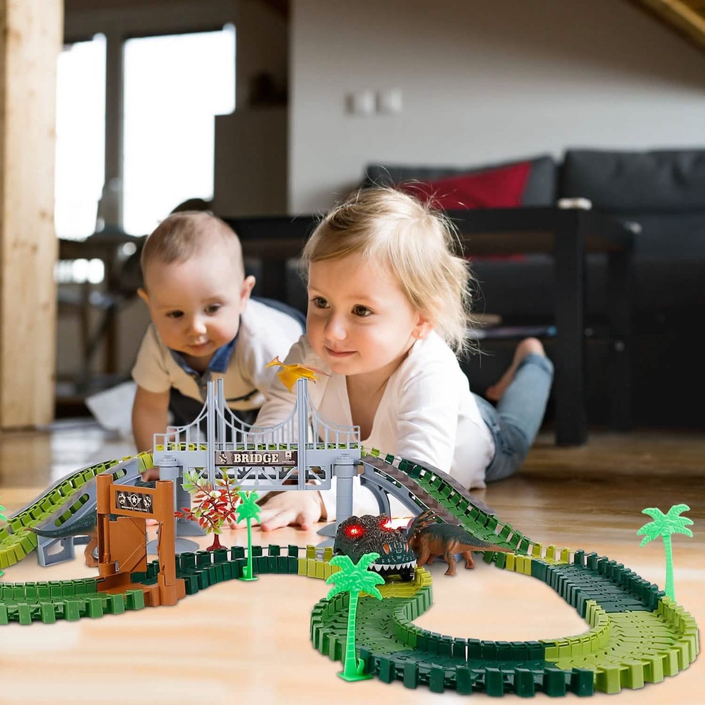 175-Piece: Dinosaur Race Track Set DailySale