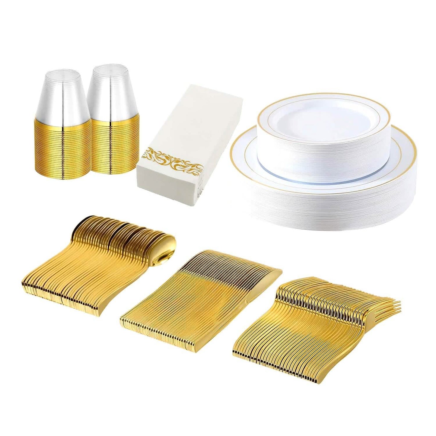175-Pieces: Disposable Gold Dinnerware Set DailySale