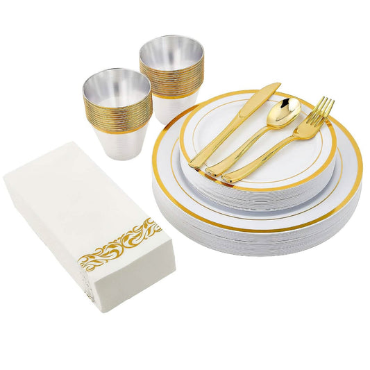 175-Pieces: Disposable Gold Dinnerware Set DailySale