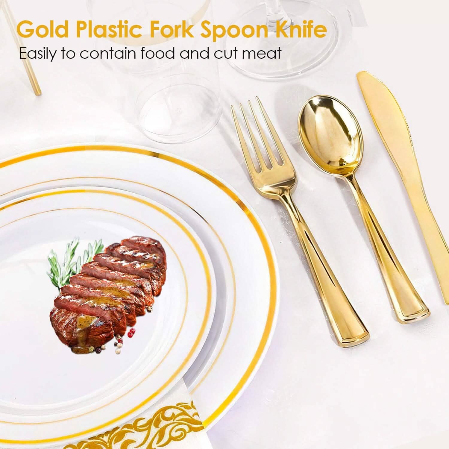 175-Pieces: Disposable Gold Dinnerware Set DailySale