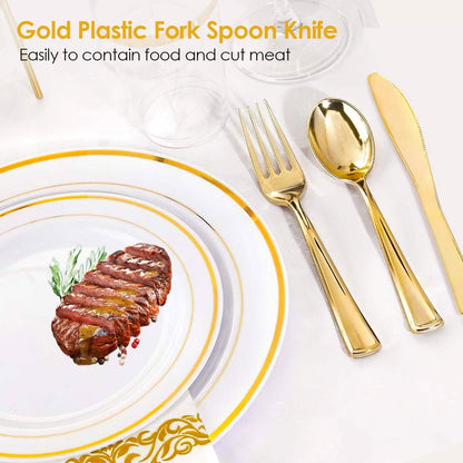 175-Pieces: Disposable Gold Dinnerware Set DailySale