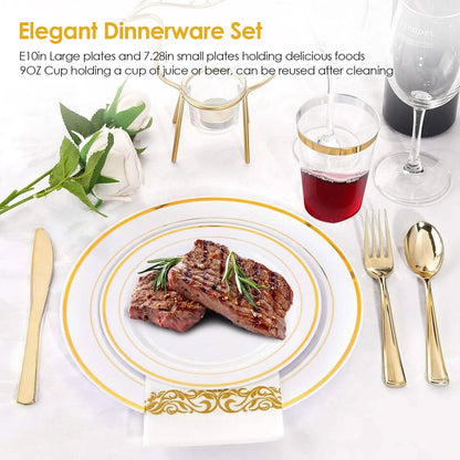 175-Pieces: Disposable Gold Dinnerware Set DailySale
