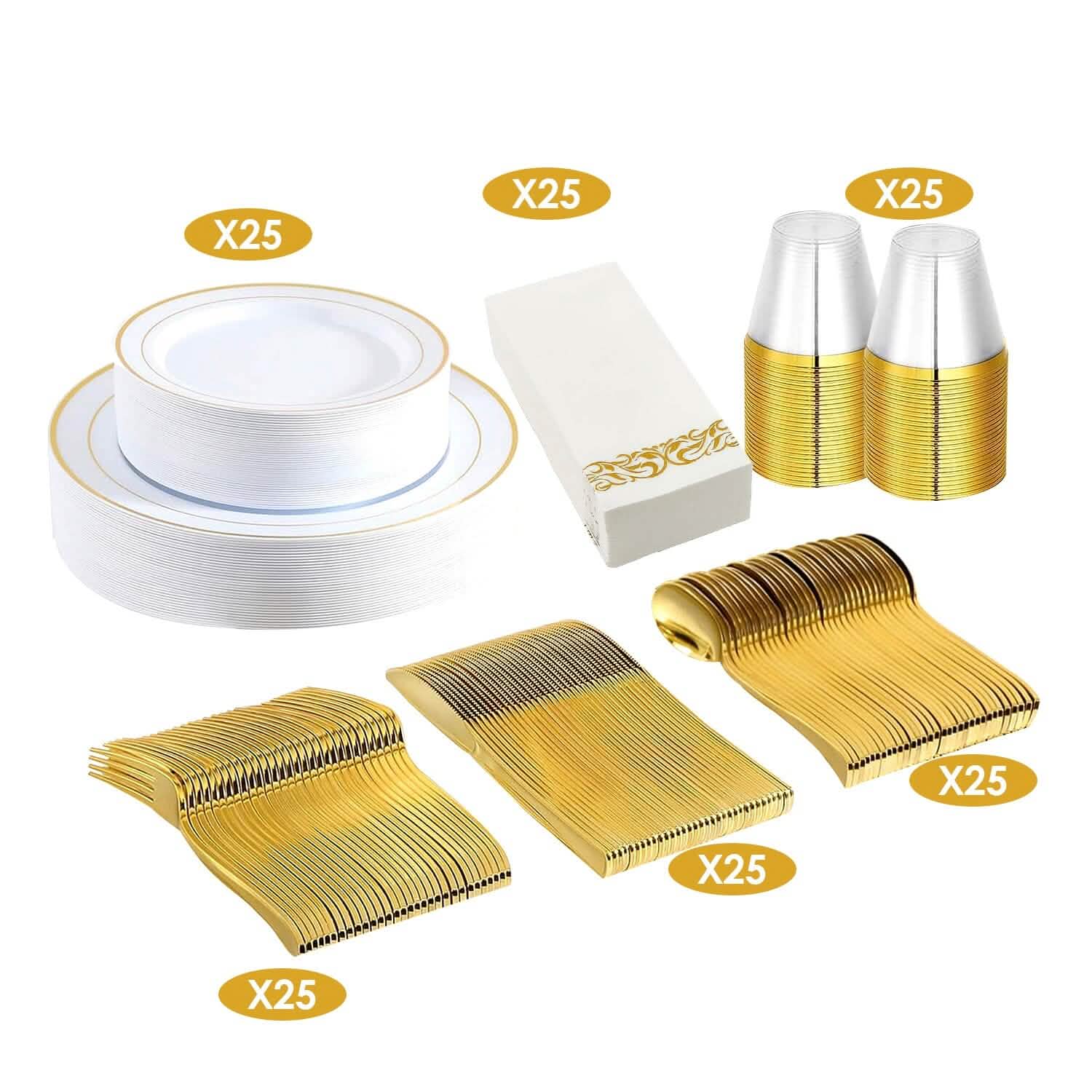 175-Pieces: Disposable Gold Dinnerware Set DailySale