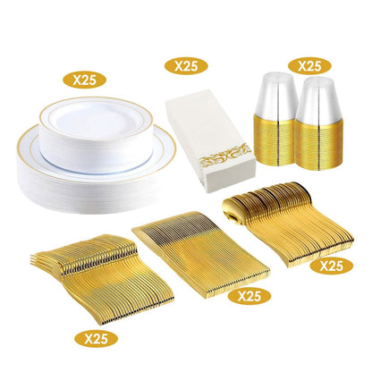 175-Pieces: Disposable Gold Dinnerware Set DailySale