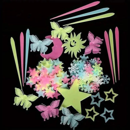 175-Pieces: Reusable Glow-in-the-Dark Star Wall Stickers with Shimmery Finish DailySale