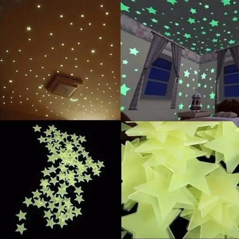 175-Pieces: Reusable Glow-in-the-Dark Star Wall Stickers with Shimmery Finish DailySale