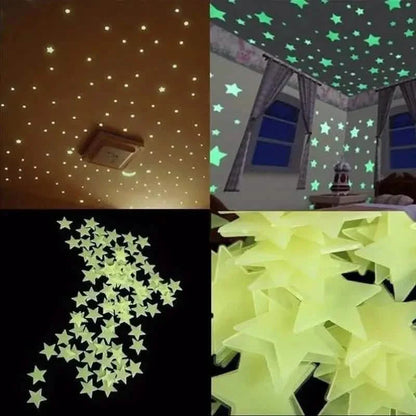 175-Pieces: Reusable Glow-in-the-Dark Star Wall Stickers with Shimmery Finish DailySale