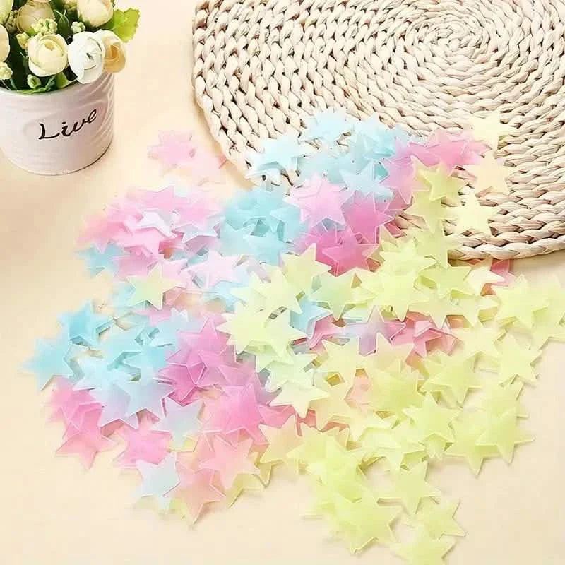 175-Pieces: Reusable Glow-in-the-Dark Star Wall Stickers with Shimmery Finish DailySale