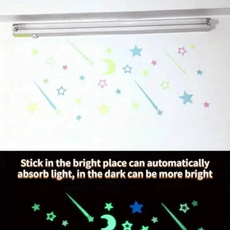 175-Pieces: Reusable Glow-in-the-Dark Star Wall Stickers with Shimmery Finish DailySale