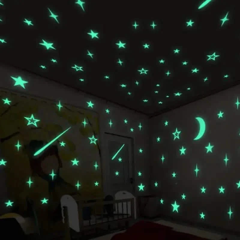 175-Pieces: Reusable Glow-in-the-Dark Star Wall Stickers with Shimmery Finish DailySale