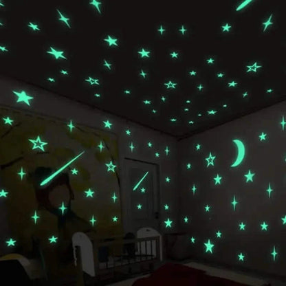 175-Pieces: Reusable Glow-in-the-Dark Star Wall Stickers with Shimmery Finish DailySale