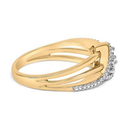 14K Yellow Gold Plated Sterling Silver 1/10 Cttw Diamond Bypass Ring Bids.com