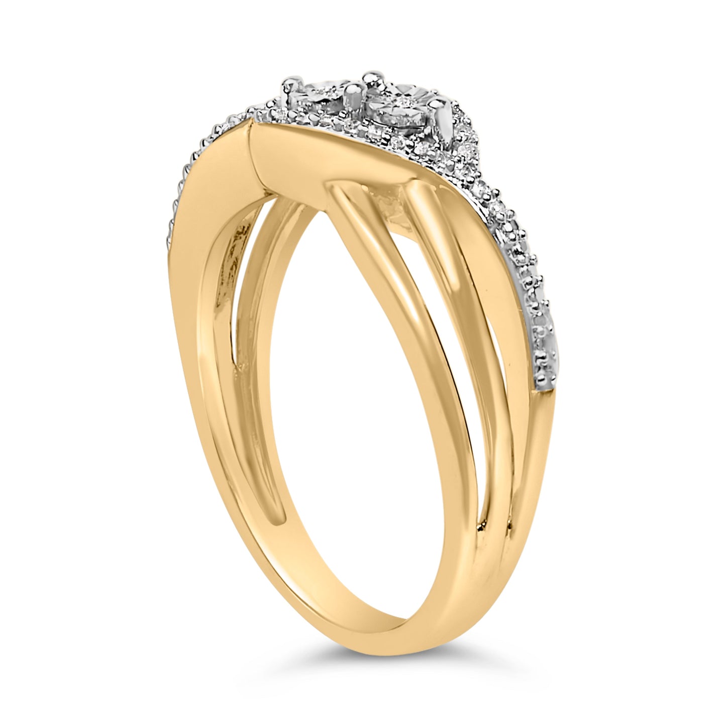 14K Yellow Gold Plated Sterling Silver 1/10 Cttw Diamond Bypass Ring Bids.com