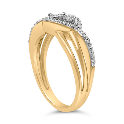 14K Yellow Gold Plated Sterling Silver 1/10 Cttw Diamond Bypass Ring Bids.com
