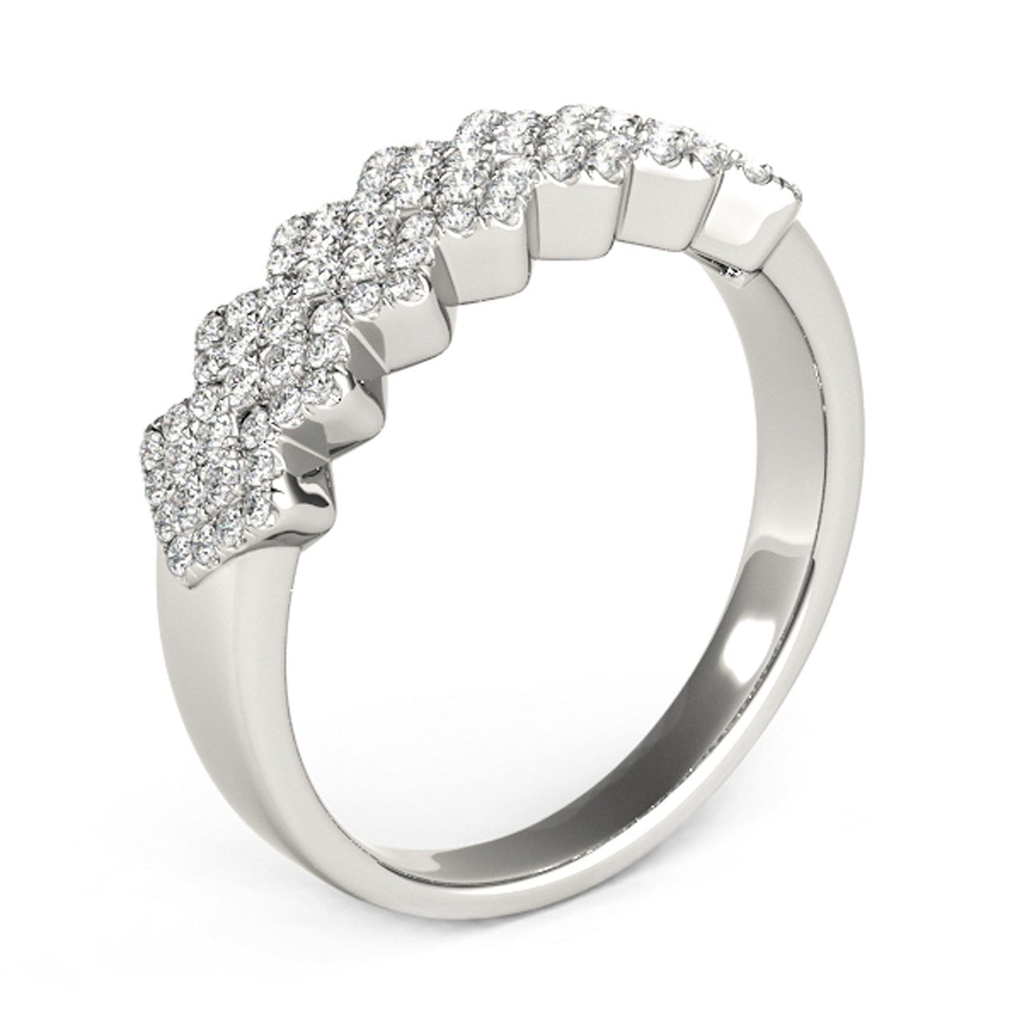 Diamond Studded Wide Multi-Diagonal Pattern Ring in 14k White Gold (5/8 cttw) Bids.com