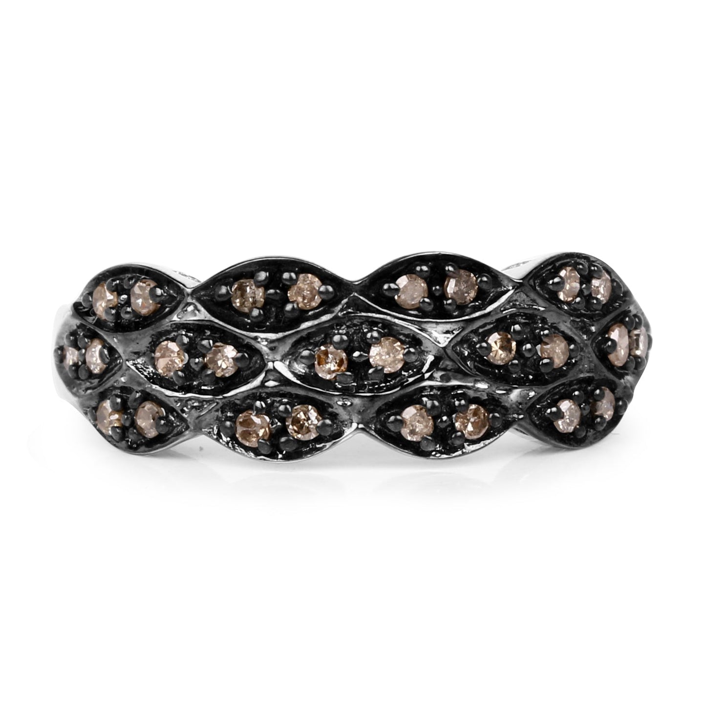 0.31 Carat Genuine Champagne Diamond .925 Sterling Silver Ring Bids.com