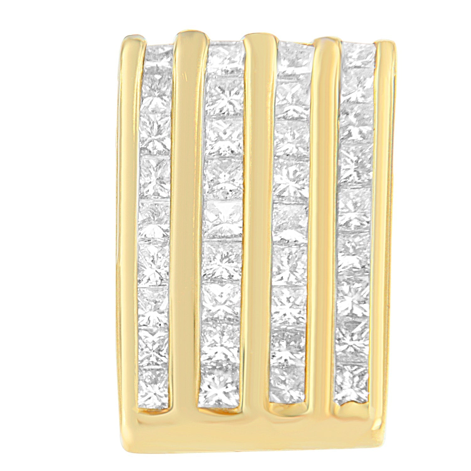 14K Yellow Gold 2 1/3 cttw Princess Cut Diamond Block Pendant Necklace (H-I, SI1-SI2) Bids.com
