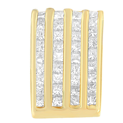 14K Yellow Gold 2 1/3 cttw Princess Cut Diamond Block Pendant Necklace (H-I, SI1-SI2) Bids.com
