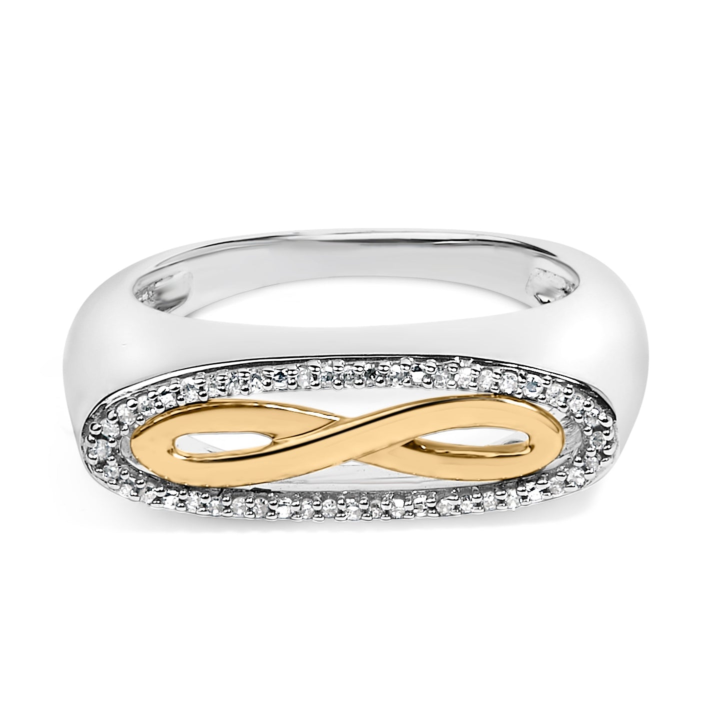 14K Yellow Gold Plated Sterling Silver Diamond Accent Infinity Ring Bids.com