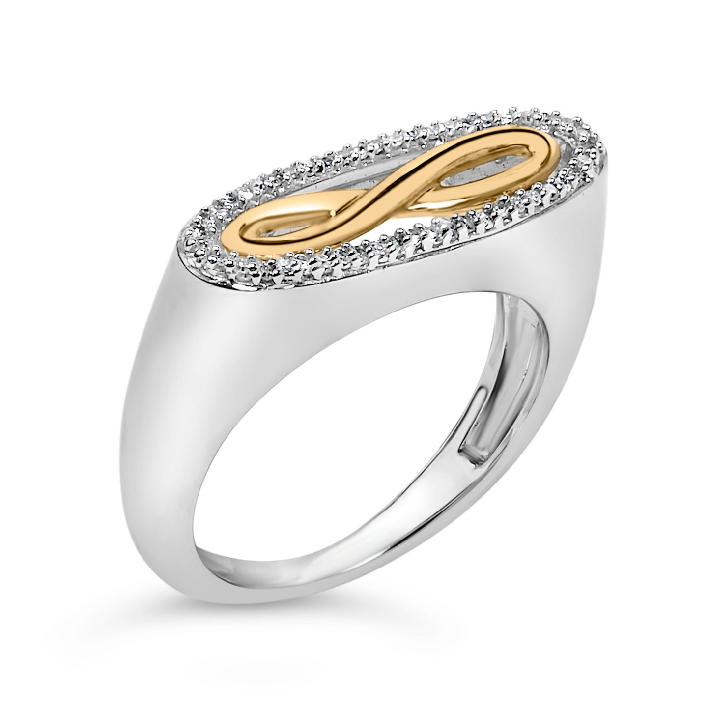 14K Yellow Gold Plated Sterling Silver Diamond Accent Infinity Ring Bids.com
