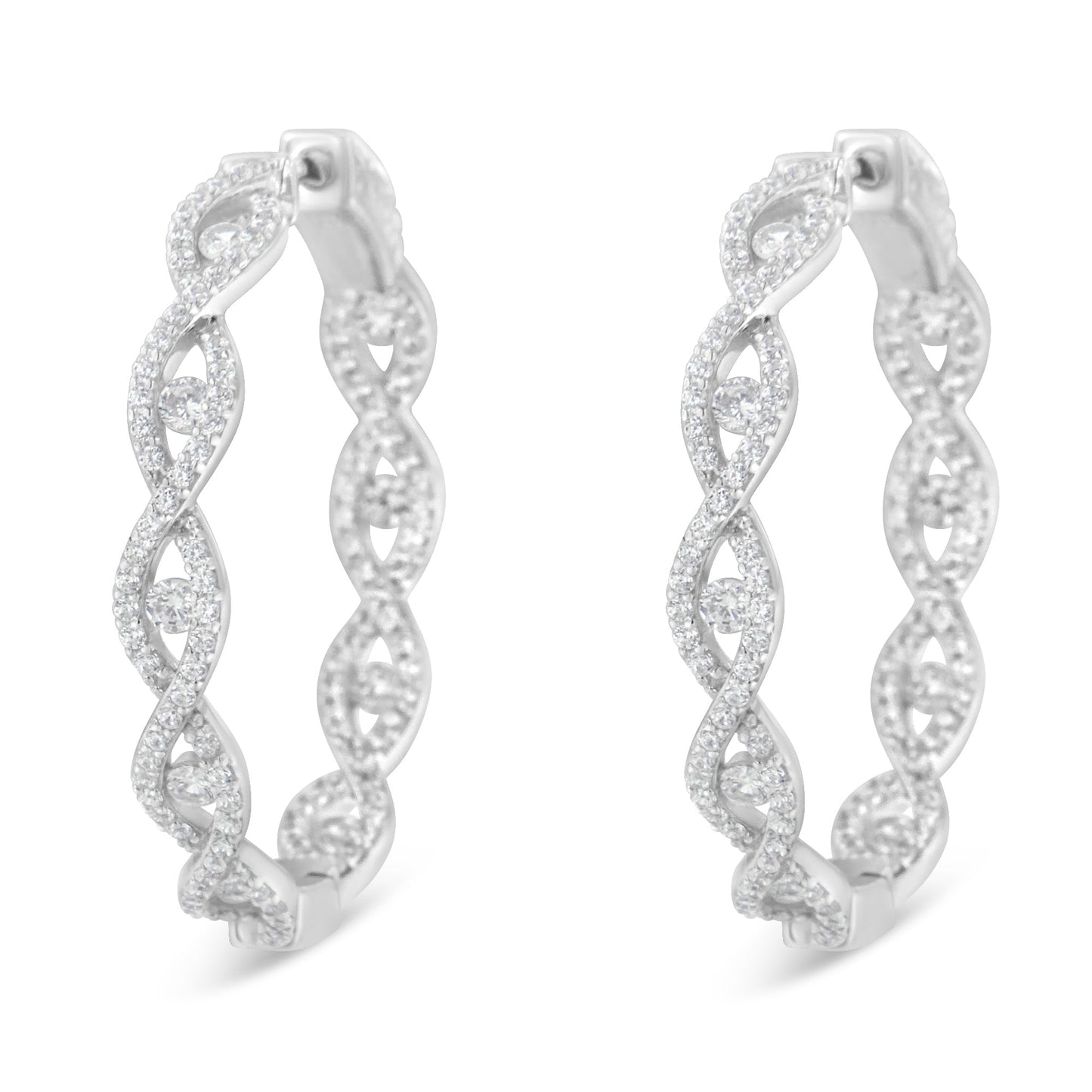10K White Gold Diamond Hoop Earrings (1 1/2 cttw, H-I Color, I1-I2 Clarity) Bids.com