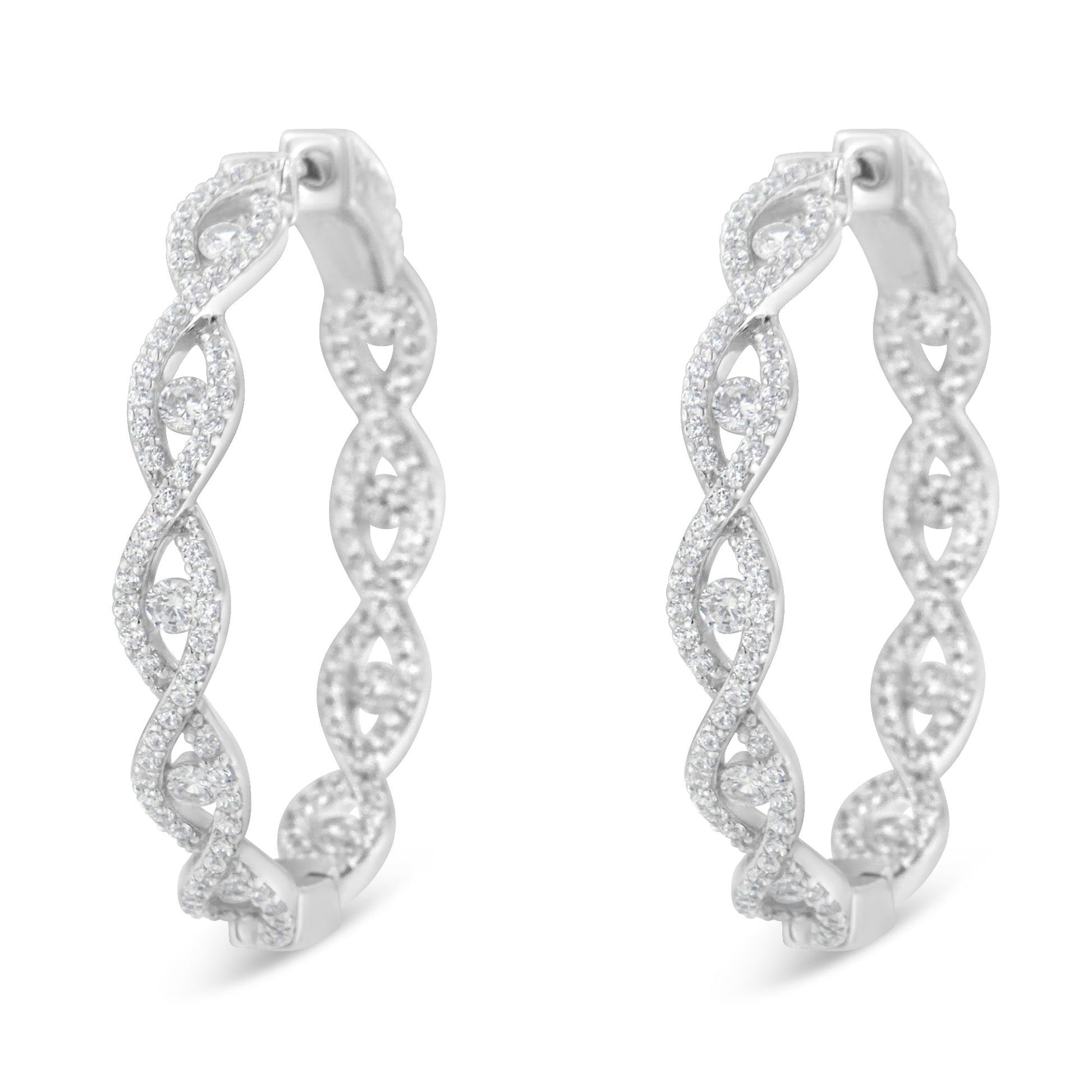 10K White Gold Diamond Hoop Earrings (1 1/2 cttw, H-I Color, I1-I2 Clarity) Bids.com
