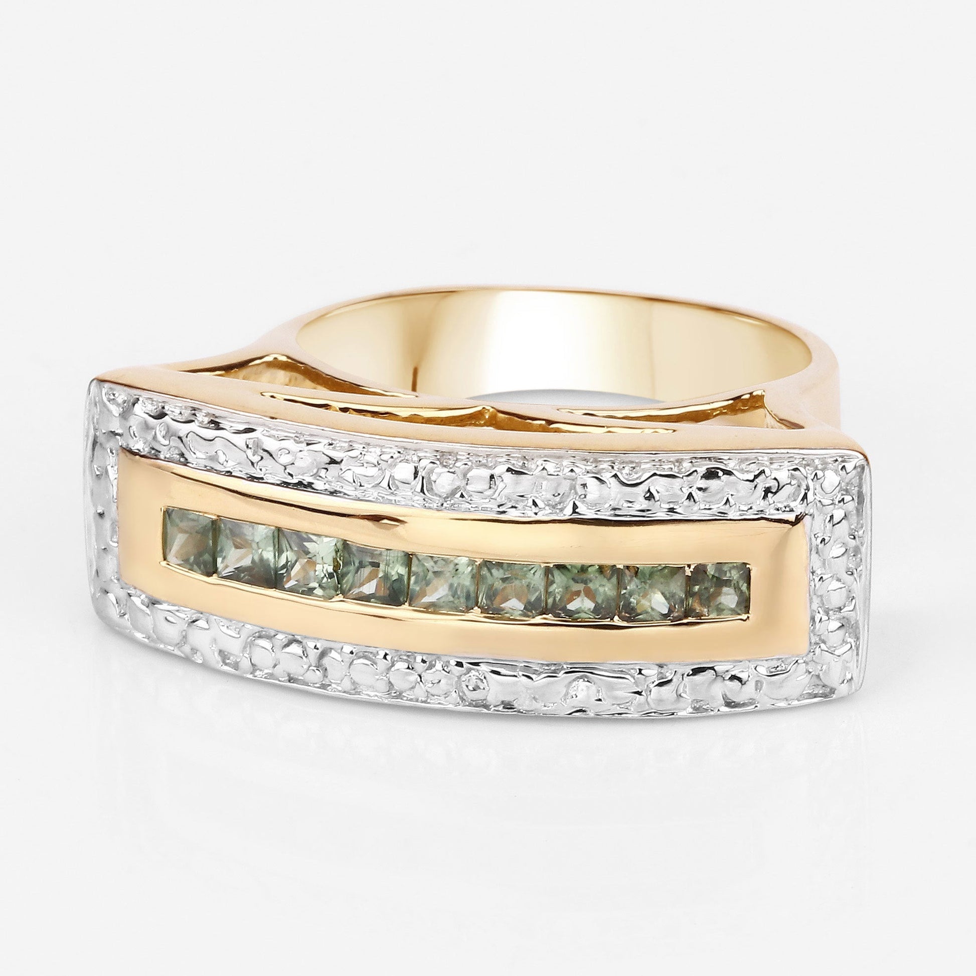 1.08 Carat Genuine Green Sapphire .925 Sterling Silver Ring Bids.com