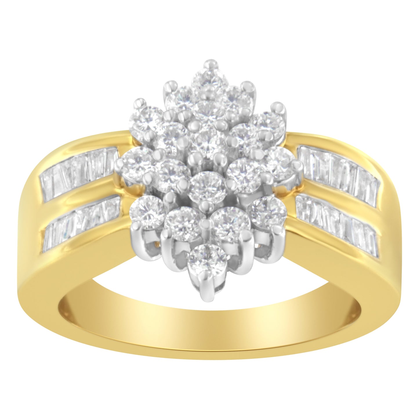 10K Yellow Gold 1.0 Cttw Marquise Composite Diamond Cluster Cocktail Ring (H-I Color, SI2-I1 Clarity) - Size 7 Bids.com