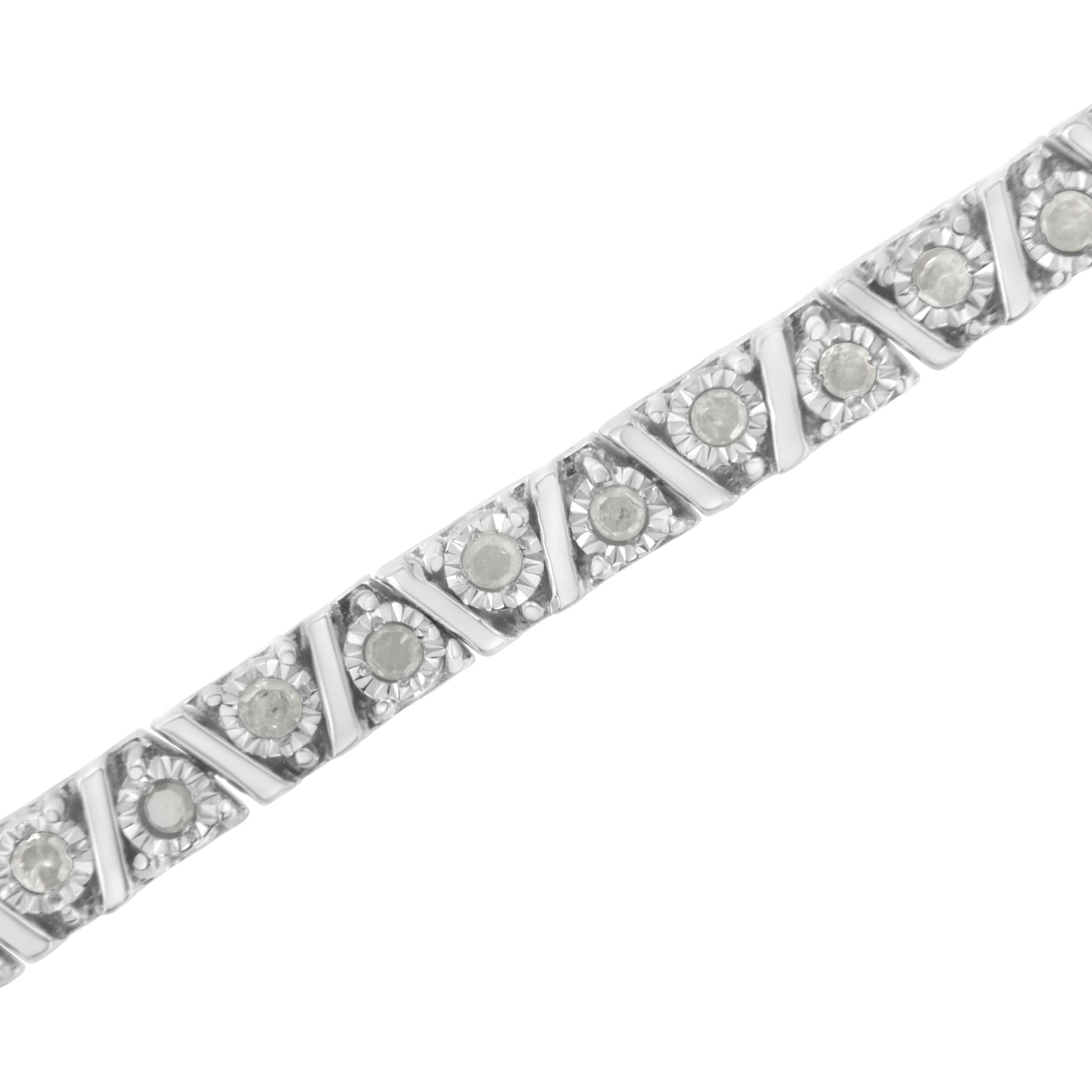 .925 Sterling Silver 1.0 cttw Miracle-Set Diamond Tennis Bracelet (I-J Color, I3 Clarity) - 7.25" Bids.com