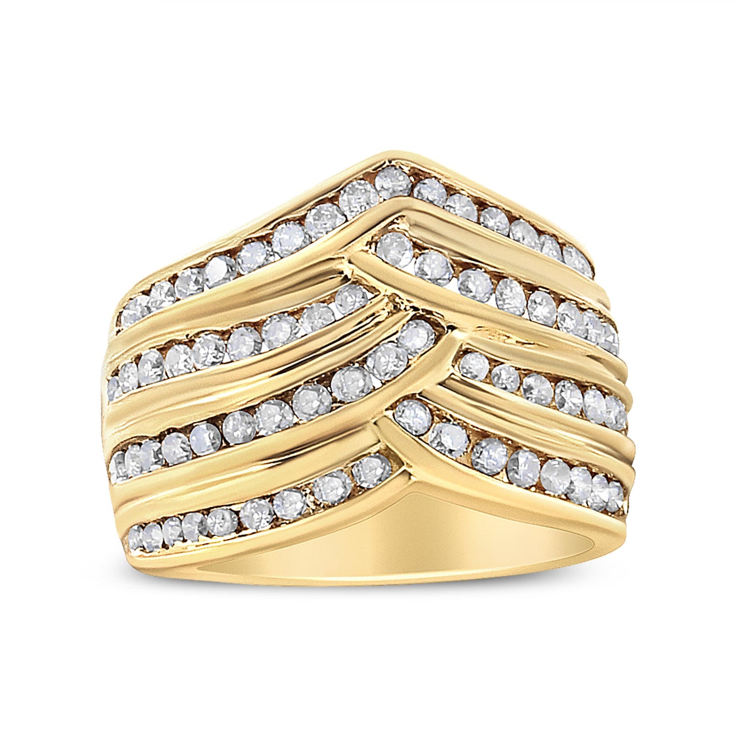 10K Yellow Gold Plated .925 Sterling Silver 1 1/2 Cttw Diamond Channel Band (Champagne Color, I2-I3 Clarity) Ring Size 7 Bids.com