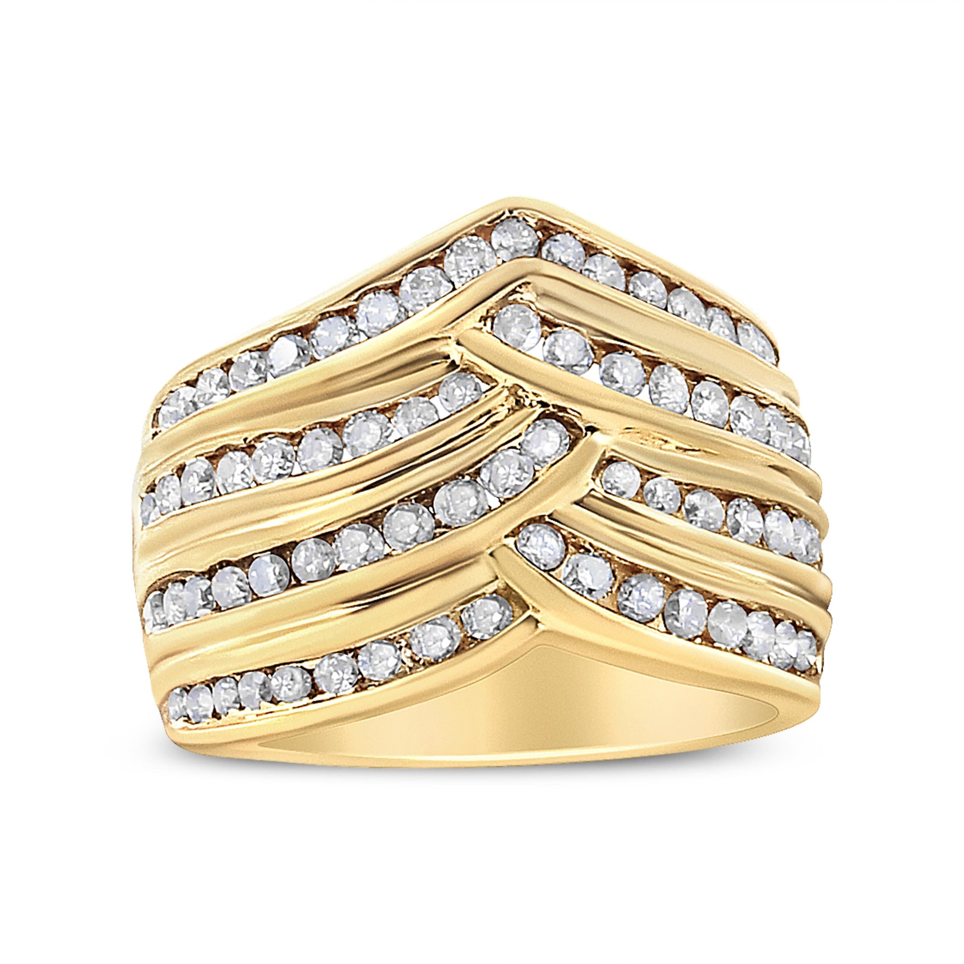 10K Yellow Gold Plated .925 Sterling Silver 1 1/2 Cttw Diamond Channel Band (Champagne Color, I2-I3 Clarity) Ring Size 7 Bids.com