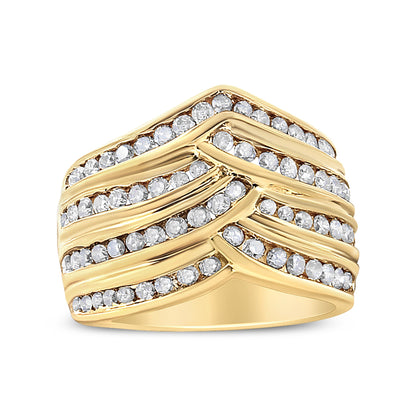 10K Yellow Gold Plated .925 Sterling Silver 1 1/2 Cttw Diamond Channel Band (Champagne Color, I2-I3 Clarity) Ring Size 7 Bids.com