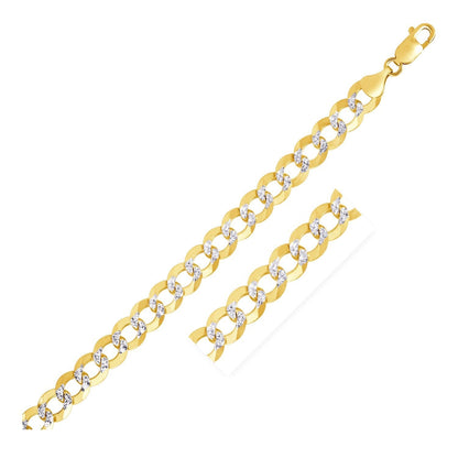 8.2 mm 14k Two Tone Gold Pave Curb Chain Bids.com