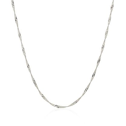 14k White Gold Singapore Chain 1.5mm Bids.com