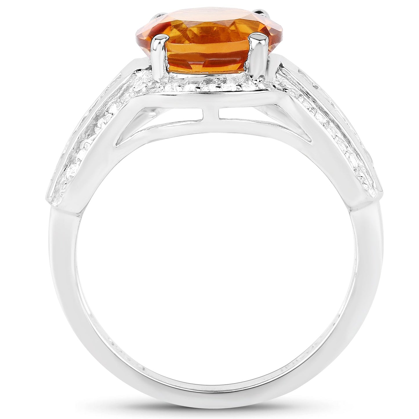 2.81 Carat Genuine Citrine and White Topaz .925 Sterling Silver Ring Bids.com