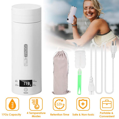17Oz Stainless Steel Travel Electric Kettle with 4 Temperature Preset Modes DailySale