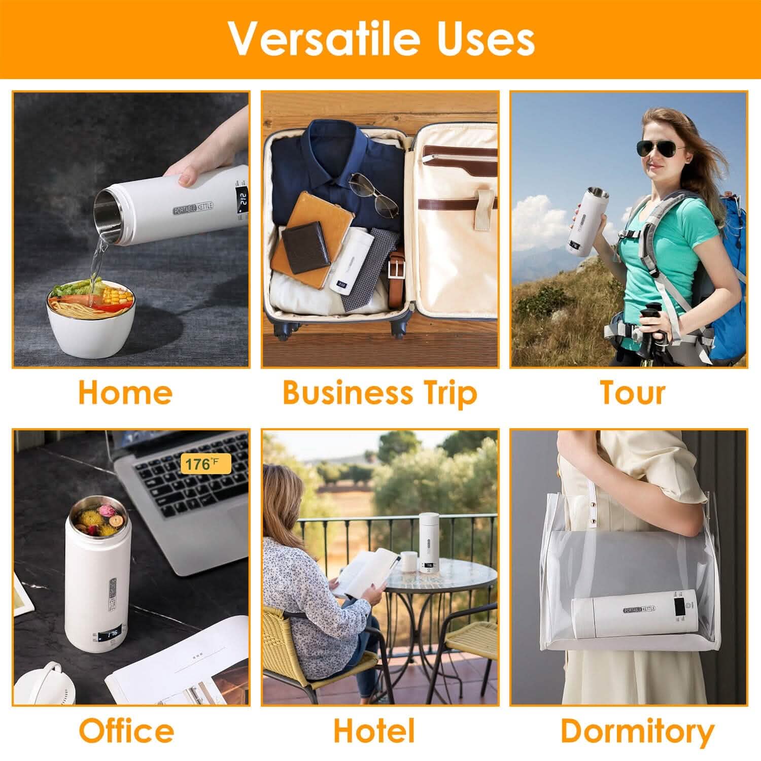 17Oz Stainless Steel Travel Electric Kettle with 4 Temperature Preset Modes DailySale
