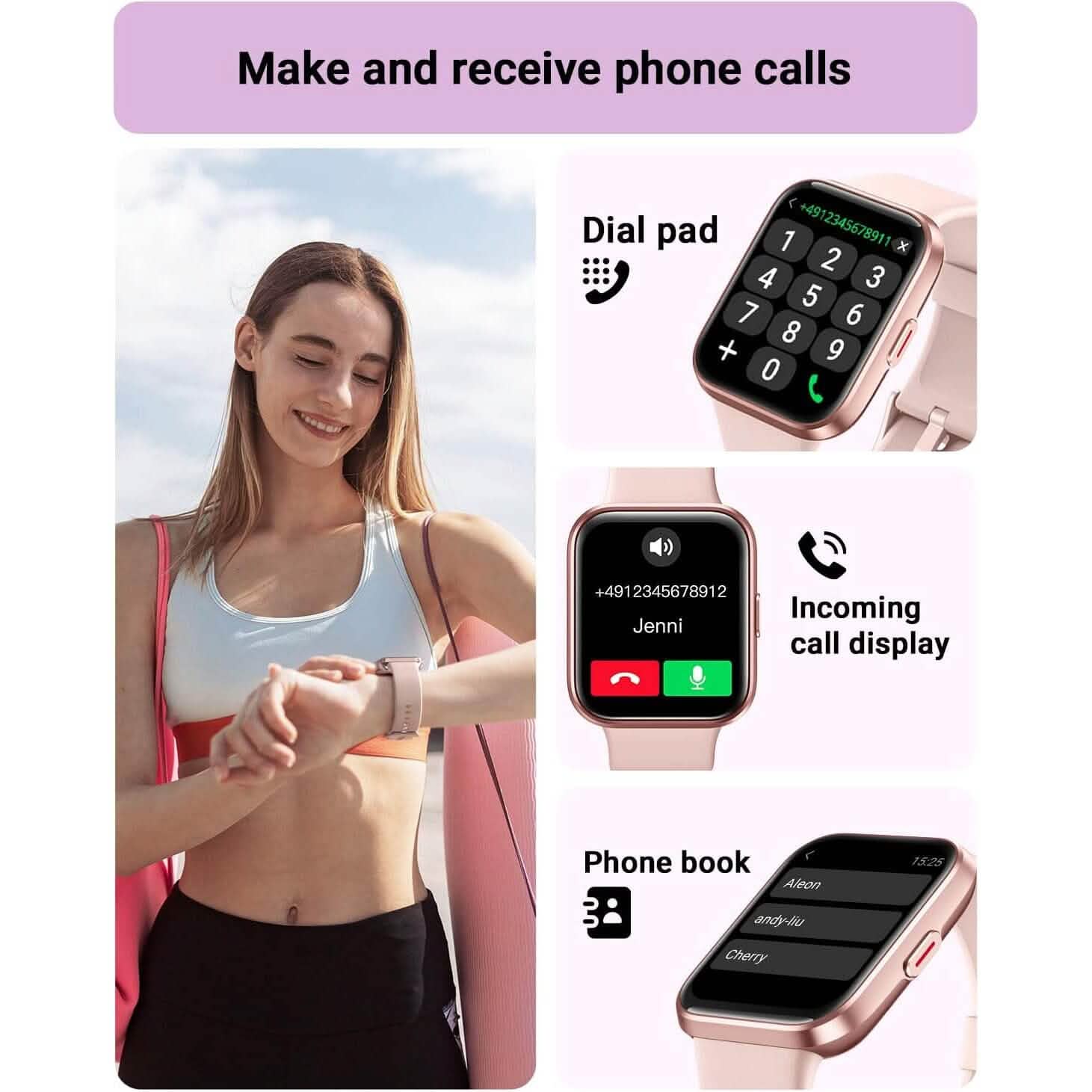 1.8" HD Full Color Touch Screen Bluetooth Call Smart Watch (Refurbished) DailySale