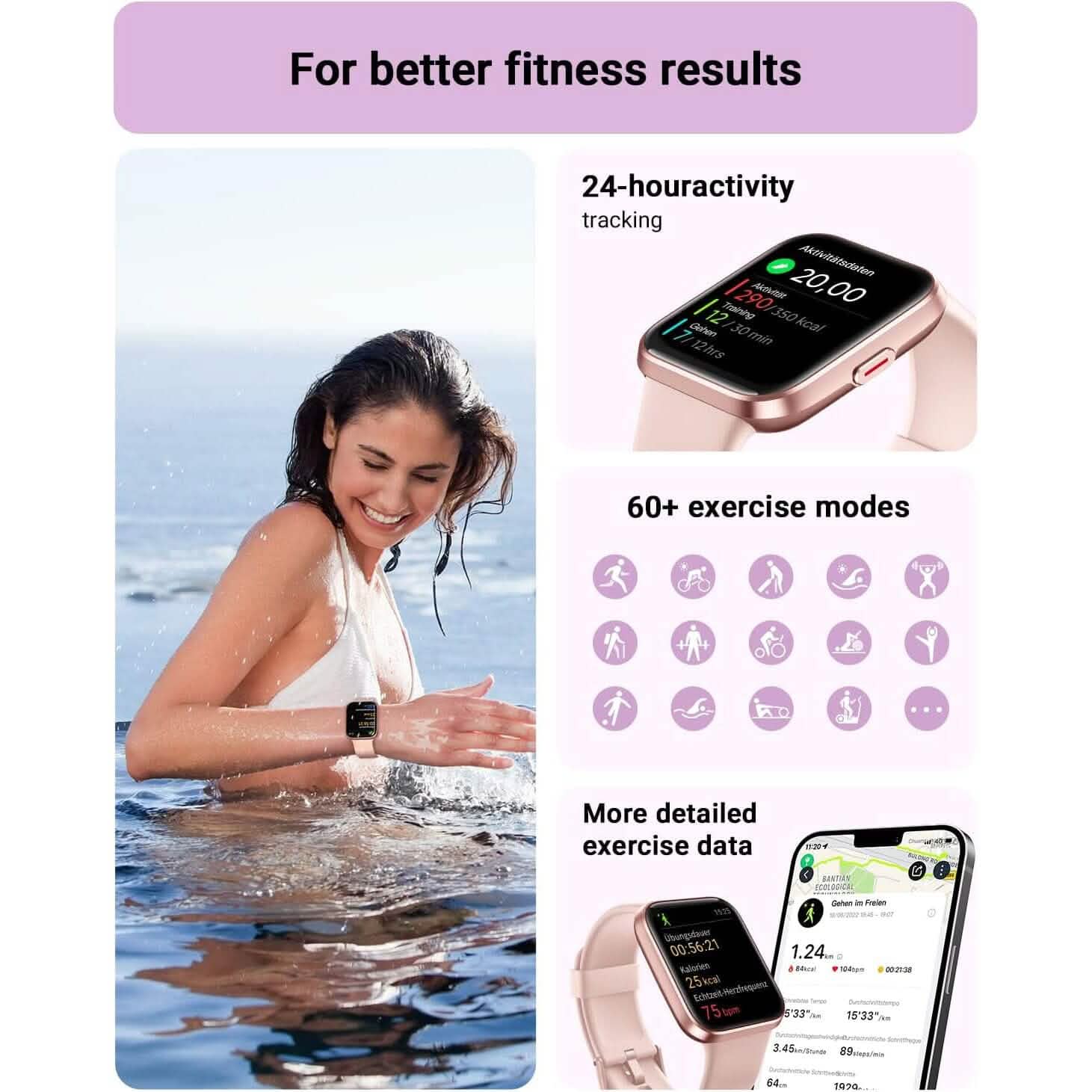 1.8" HD Full Color Touch Screen Bluetooth Call Smart Watch (Refurbished) DailySale