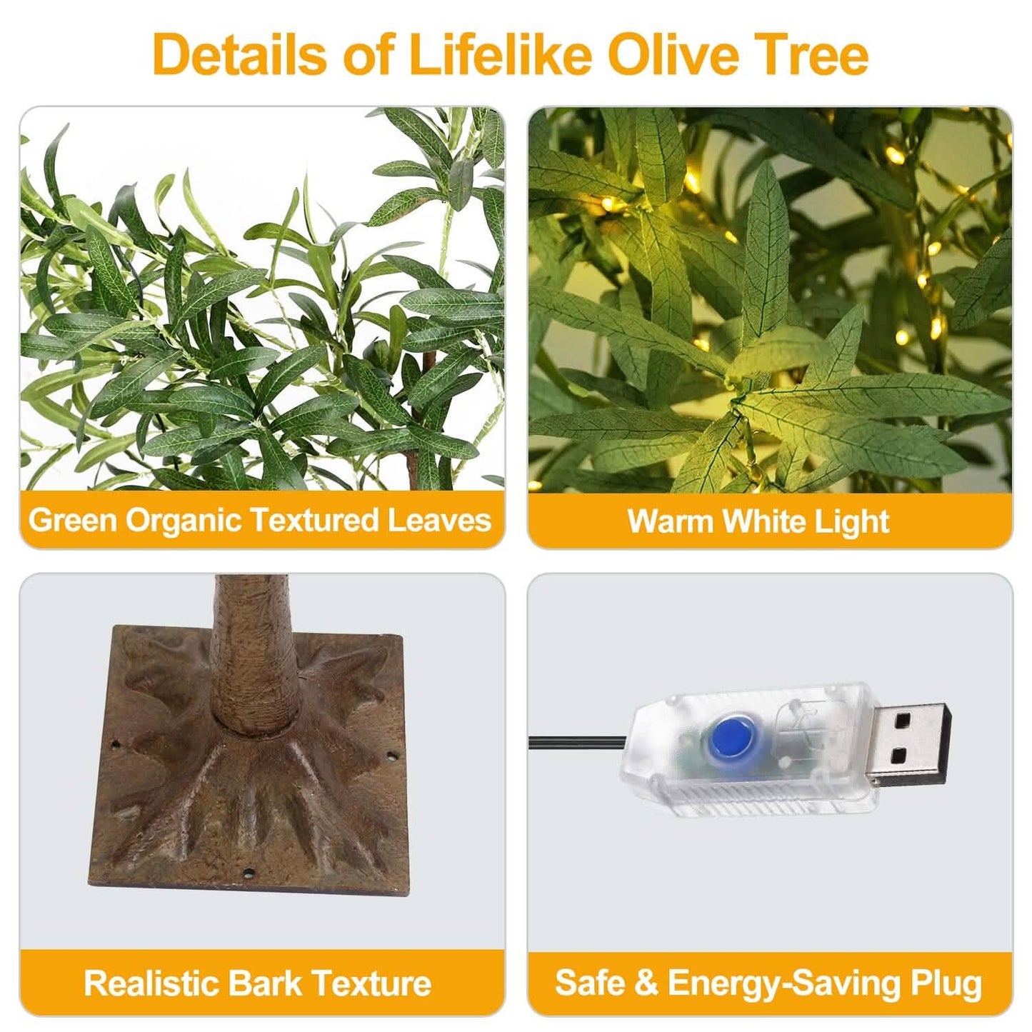 180-Pieces LED Beads Lighted Olive Tree with Warm Light with Remote 8 Lighting Modes 10 Adjustable Brightness DailySale