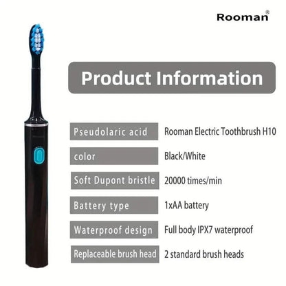 Sonic Electric Toothbrush – 6 Brush Heads, 3 Modes, AA Battery, IPX7 Waterproof DailySale