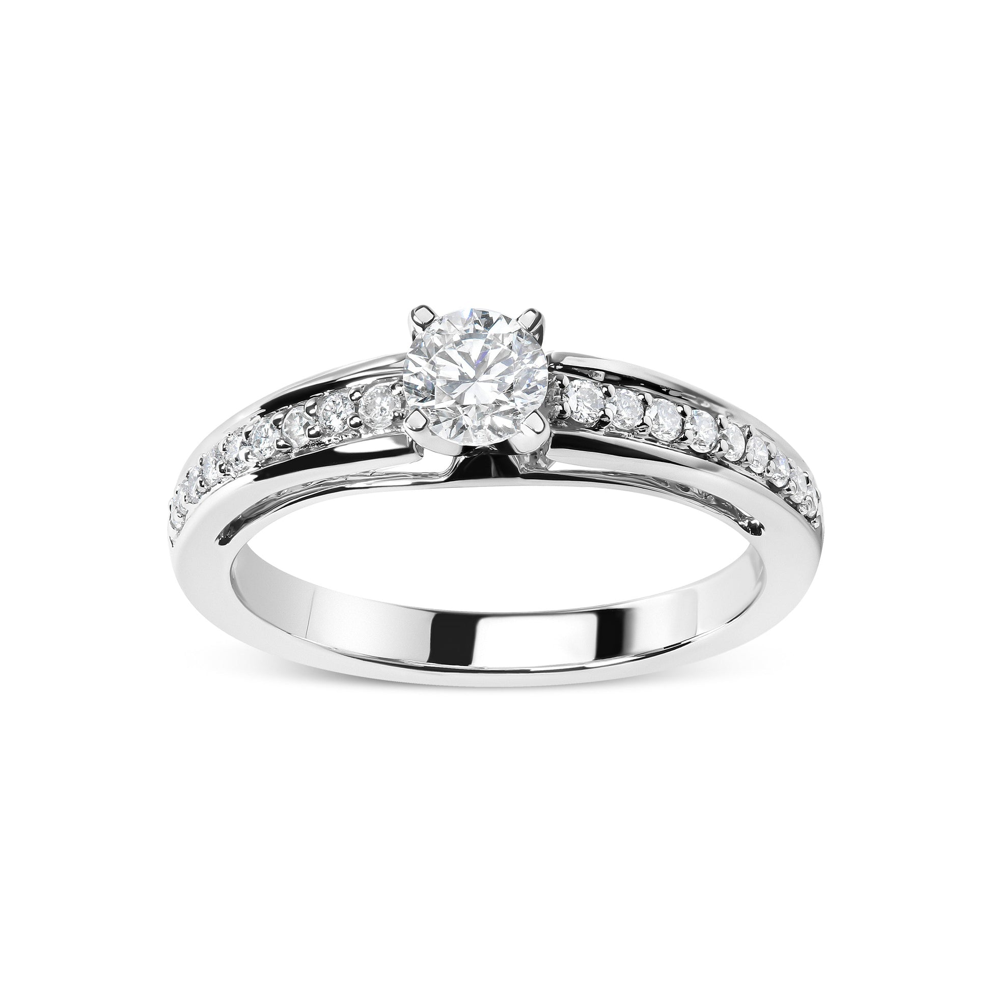 14K White Gold 1/2 Cttw Diamond Solitaire Pave Set Engagement Ring (G-H Color, VS2-SI1 Clarity) - Size 7 Bids.com